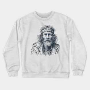 homeless man, artistic sketch, art sketch, artist sketch, old hippie Crewneck Sweatshirt